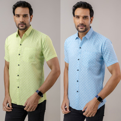 AuzaSho Collection Men Checkered Casual Multicolor Shirt(Pack of 2)