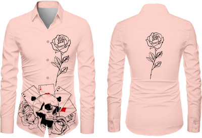 VMENTERPRISE Men Printed Casual Pink Shirt