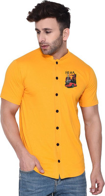 Blisstone Men Printed Casual Yellow Shirt