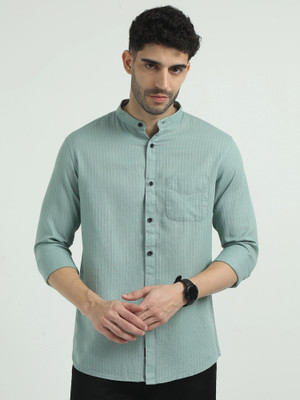 AGNIRA Men Solid Casual Light Green Shirt