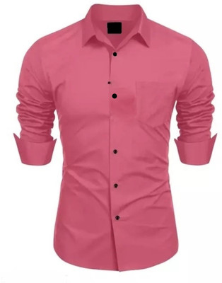 uvwholesale Men Solid Casual Pink Shirt