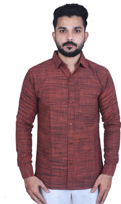 W S TEXTILE Men Self Design Casual Dark Blue Shirt