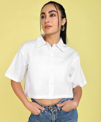 KASHIAN Women Solid Casual White Shirt