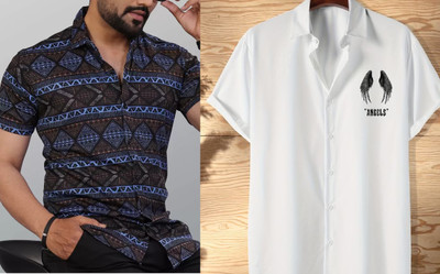 GrecoClothStore Men Printed Casual Blue Shirt