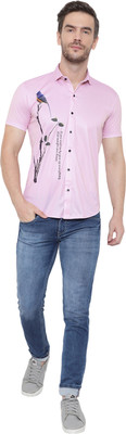 Varni Creation Men Printed Casual Pink Shirt