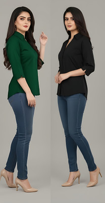 Prieto Women Solid Formal Multicolor Shirt(Pack of 2)