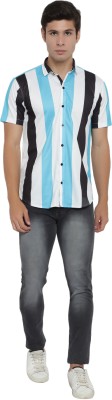 ANITA FASHION Men Printed Casual Light Blue, White, Black Shirt