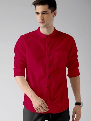 Lipsaa Men Solid Casual Maroon Shirt