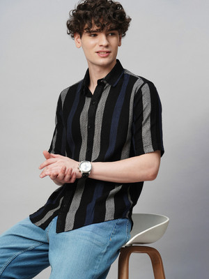 trybuy.in Men Striped Party Multicolor Shirt