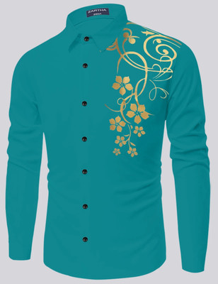 ZARTHA Men Printed Casual Green Shirt