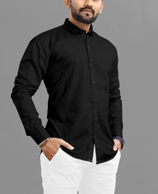 ravendra creation Men Solid Casual Black Shirt