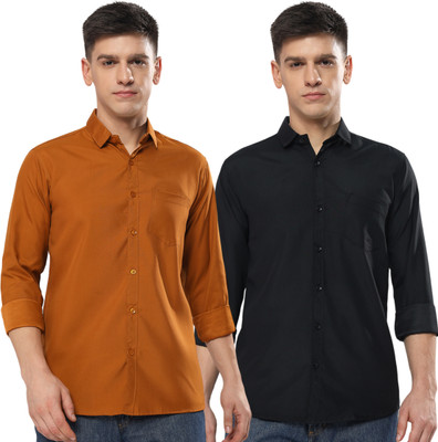 youth first Men Solid Casual Multicolor Shirt(Pack of 2)