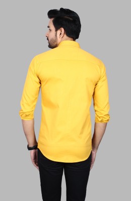 Liza Martin Men Solid Casual Yellow Shirt