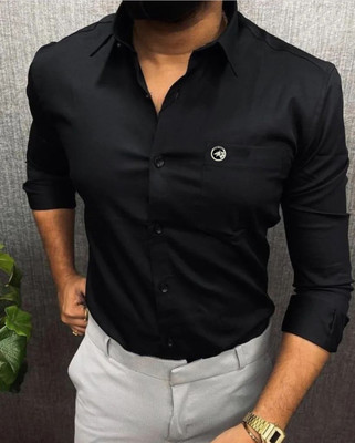 Men Solid Formal Black Shirt