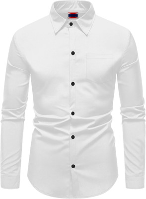 Lipsaa Men Solid Casual White Shirt
