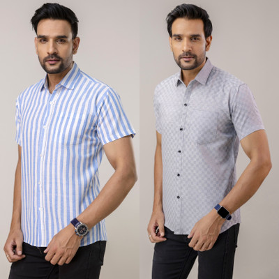 Auzanoor Collection Men Self Design Casual Multicolor Shirt(Pack of 2)