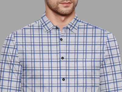 SURRT FASHION Men Checkered Casual Grey, Blue Shirt