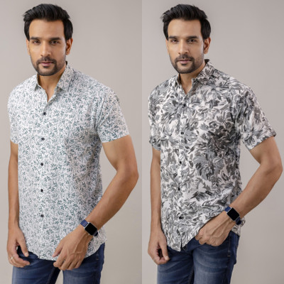 Auzanoor Collection Men Printed Casual Multicolor Shirt(Pack of 2)