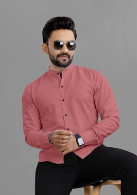 RAHUL LOOK Men Solid Casual Pink Shirt