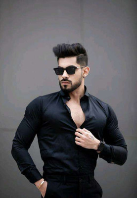 SONEK Men Solid Casual Black Shirt
