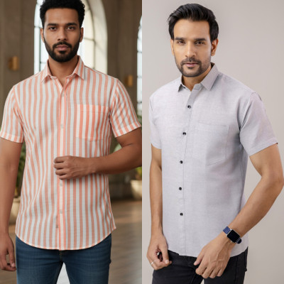 Auzanoor Collection Men Solid Casual Multicolor Shirt(Pack of 2)