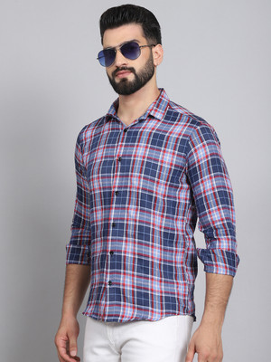 Tanip Men Checkered Casual Blue Shirt