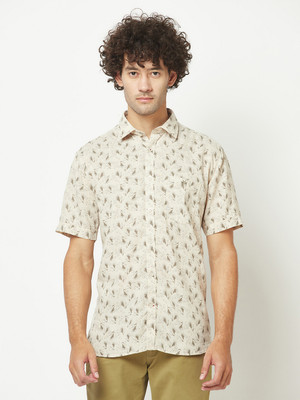 CRIMSOUNE CLUB Men Printed Casual Beige, Brown Shirt