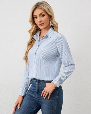SUBHENTERPRISES Women Striped Casual Blue Shirt