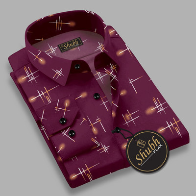 SHUBHFLAX Men Printed Formal Maroon Shirt