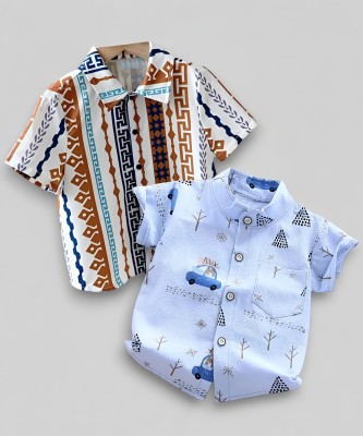 D MON VY Boys Printed Casual Multicolor Shirt(Pack of 2)