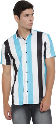 Trendfull Men Striped Casual Light Blue, Black, White Shirt