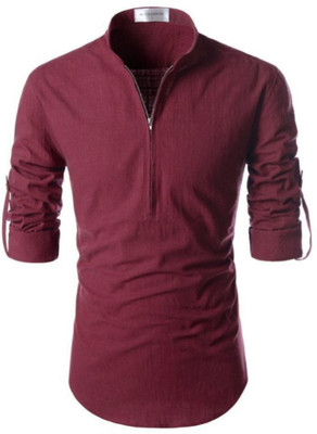 Life Roads Men Solid Ethnic Dress Kurta(Maroon)