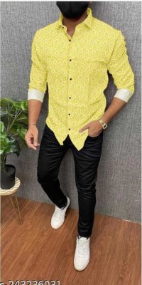 DISHANK CREATION Men Printed Casual Yellow Shirt