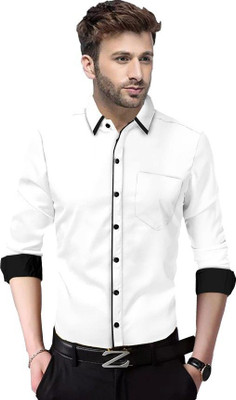 SURRT FASHION Men Solid Casual White Shirt