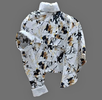 ALIJA FASHION HUB Men Printed Casual Brown Shirt