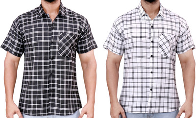 Auzanoor Collection Men Checkered Casual Multicolor Shirt(Pack of 2)