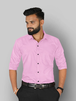 FIBERMILL Men Solid Formal Pink Shirt