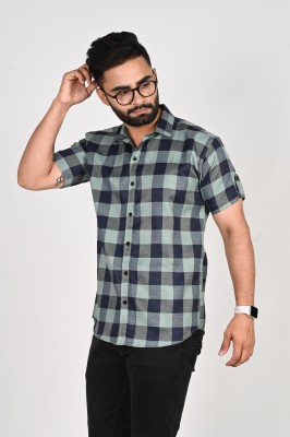 METRONAUT Men Checkered Casual Green Shirt