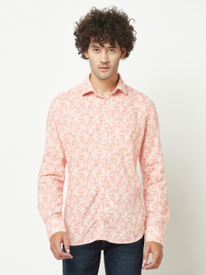 CRIMSOUNE CLUB Men Printed Casual Orange, White Shirt