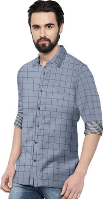 SURRT FASHION Men Striped Casual Grey, Blue Shirt