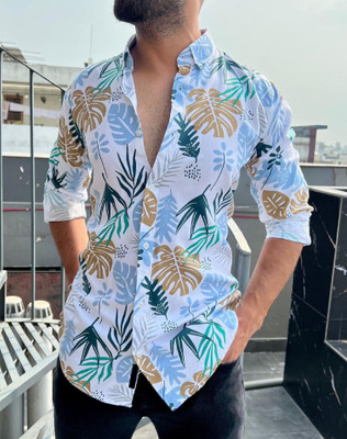 PM ENTERPRISE Men Printed Casual Brown, Green Shirt