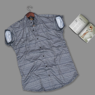 HouseOfCommon Men Printed Casual Black Shirt