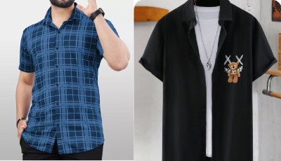 DADA IMPEX Men Checkered Casual Blue, Black Shirt