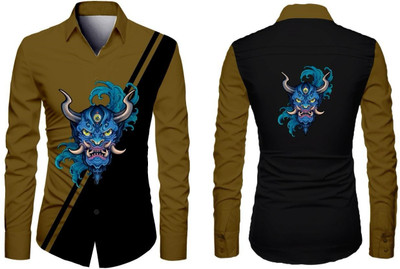 AviraEnterprise Men Printed, Color Block Casual Green Shirt