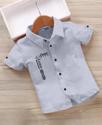 Timelesds Boys Printed Casual White Shirt