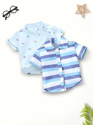 D MON VY Boys Printed, Striped Casual Multicolor Shirt(Pack of 2)