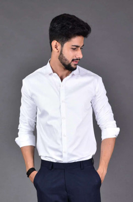 SOUNDRYAFABRIC Men Solid Casual White Shirt