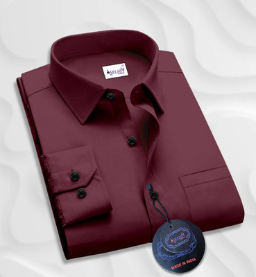 SHEERLOOK Men Solid Casual Maroon Shirt