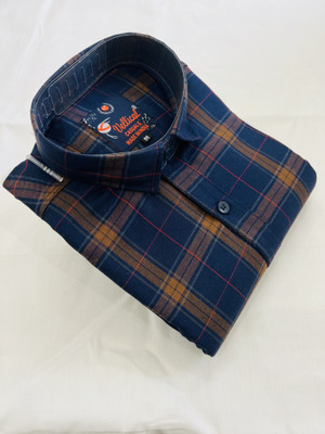 Vellical Men Checkered Casual Gold Shirt