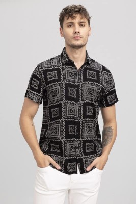 ANIRAV Men Printed Casual Black, White Shirt